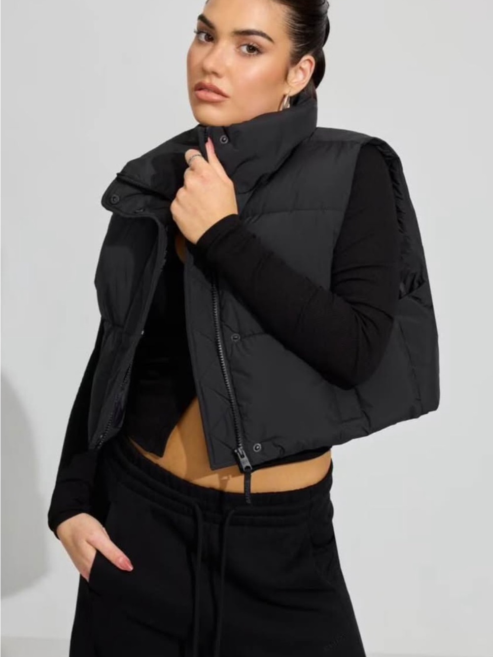 Garage Black Quilted Puffer Vest